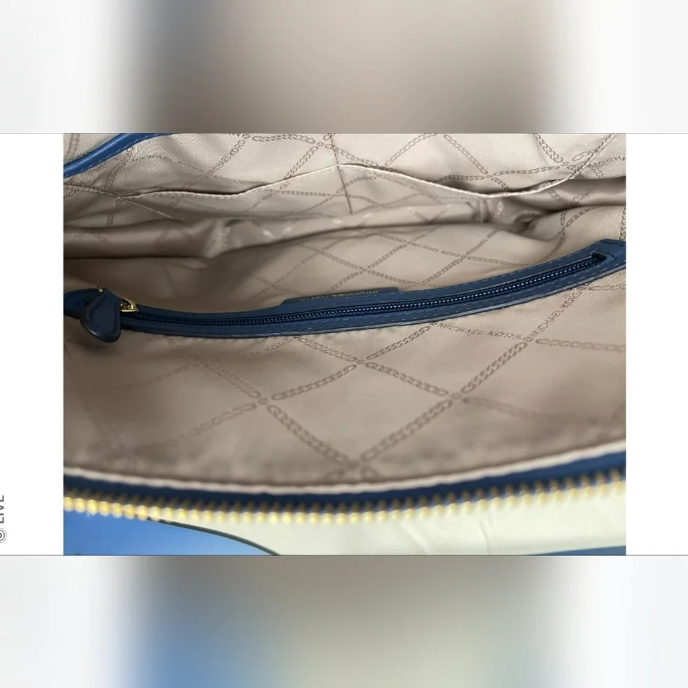 Michael kors blue pebbled leather crossbody bag with wallet‎